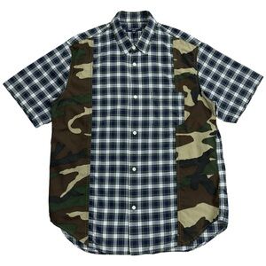 Comme des Garcons Homme 2020SS Camouflage Patchwork Plaid Short Sleeve Shirt